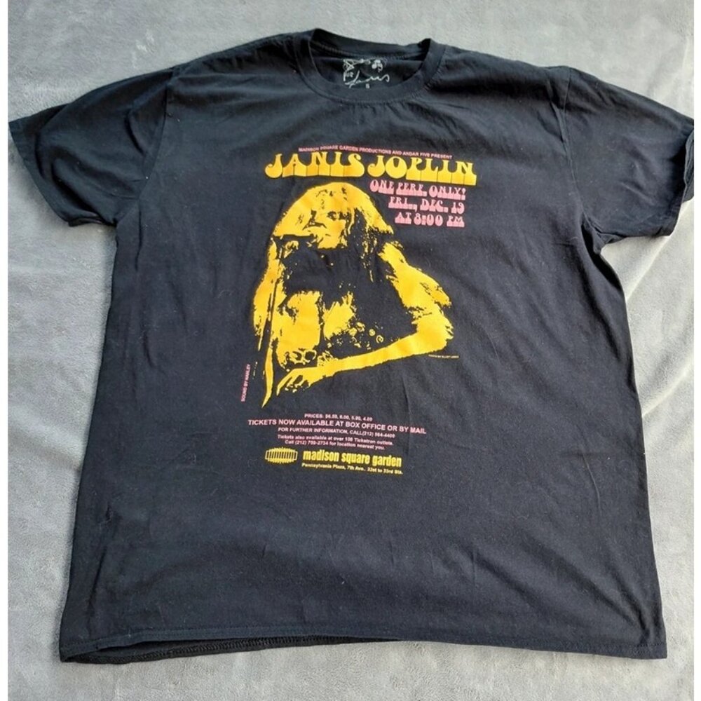 Janis Joplin Madison Square Garden Graphic T-shirt Unisex Size S Black Crew Neck